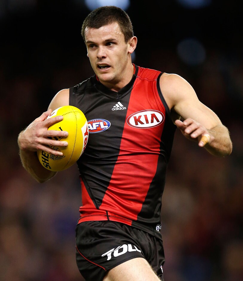 AFL 2015 Rd 18 - Essendon v Western Bulldogs MELBOURNE, AUSTRALIA - AUGUST 2: Brent Stanton of the Bombers in action during the 2015 AFL round 18 match between the Essendon Bombers and the Western Bulldogs at Etihad Stadium, Melbourne, Australia on August 2, 2015. (Photo by Michael Willson/AFL Media)